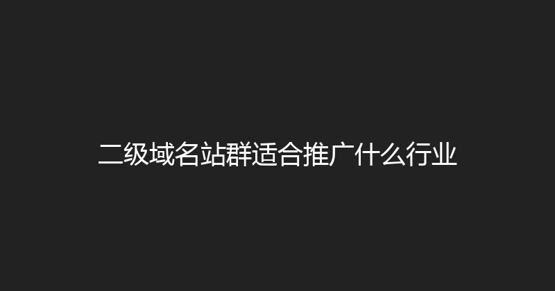 二级域名站群适合推广什么行业 封面图