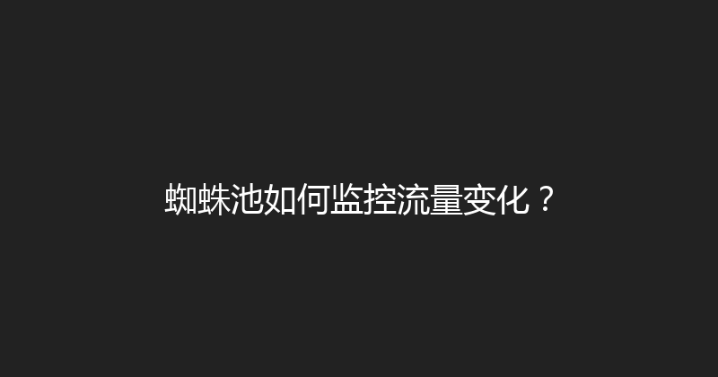 蜘蛛池如何监控流量变化？ 封面图